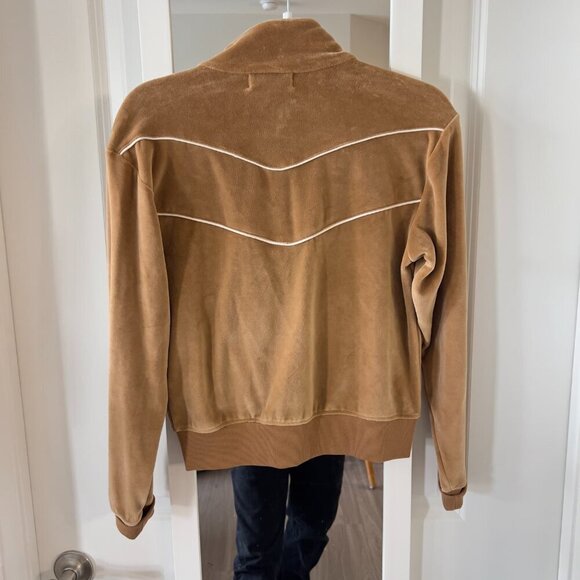 Nili Lotan Women's Andreas Velour Track Jacket Size XS Color tan White - Picture 12 of 12